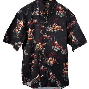 Santa Shirt Clearwater Outfitters Men's Sz Medium Biker North Pole Choppers